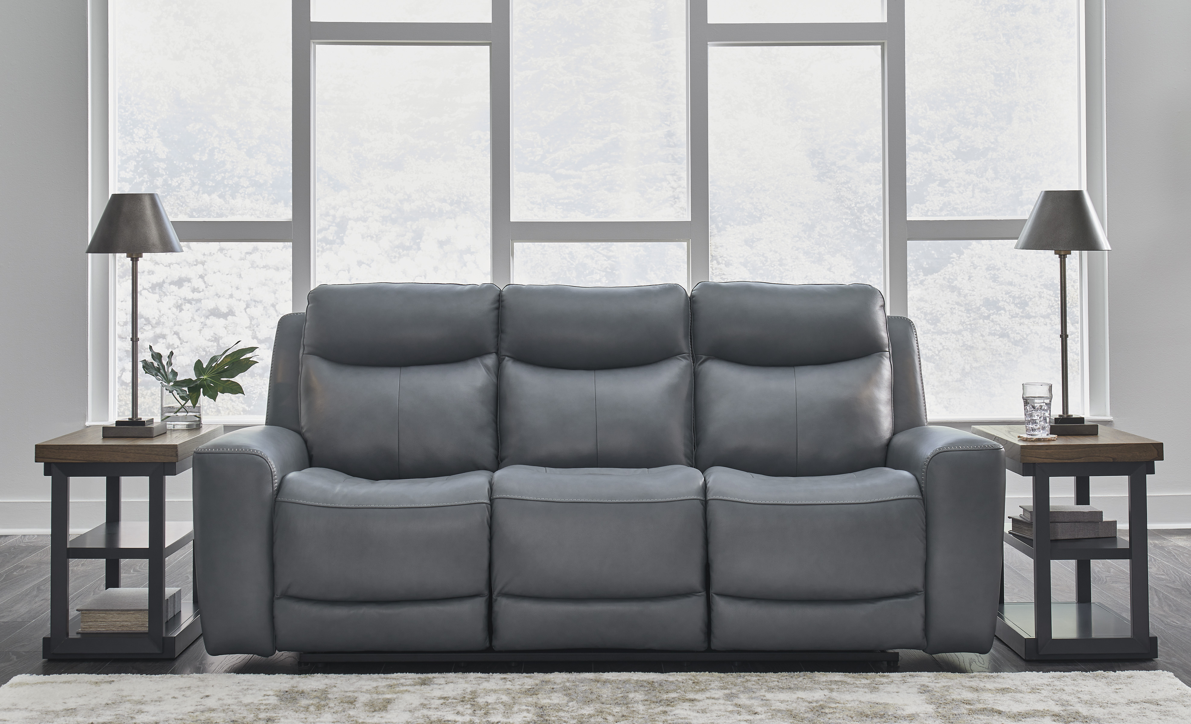 Mindanao Power Reclining Sofa with Adjustable Headrest - Steel - Gallery Image 4