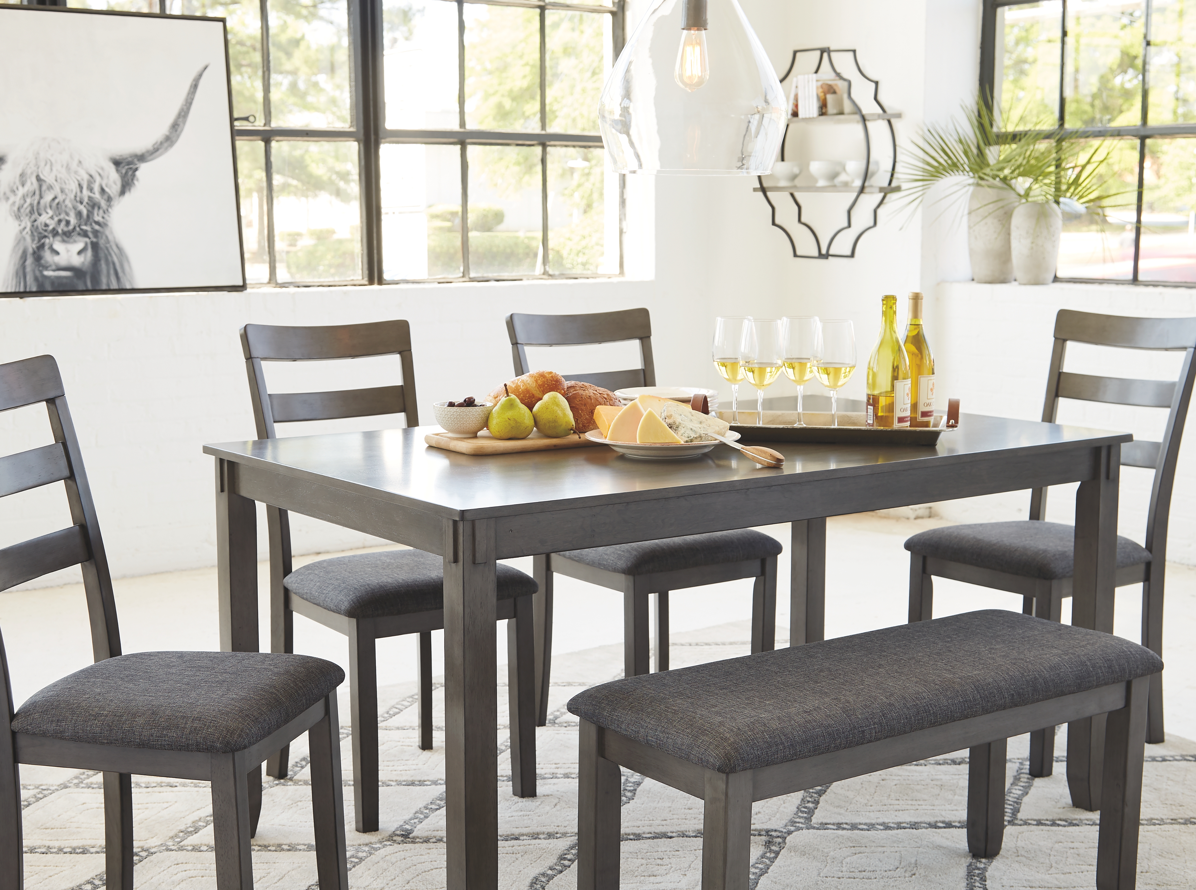 Bridson Dining Set - Gray/6 - Piece - Gallery Image 1