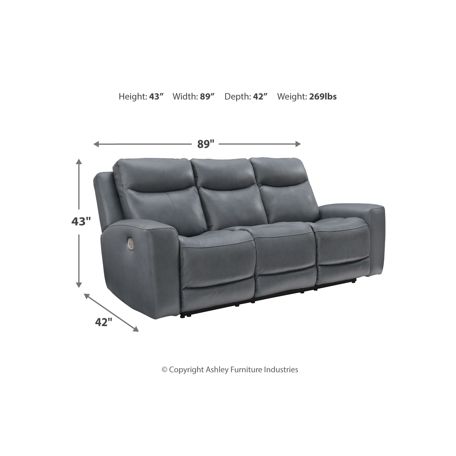 Mindanao Power Reclining Sofa with Adjustable Headrest - Steel - Gallery Image 8