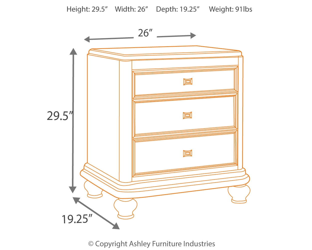 Coralayne Three Drawer Nightstand (Set of 2) - Gallery Image 2